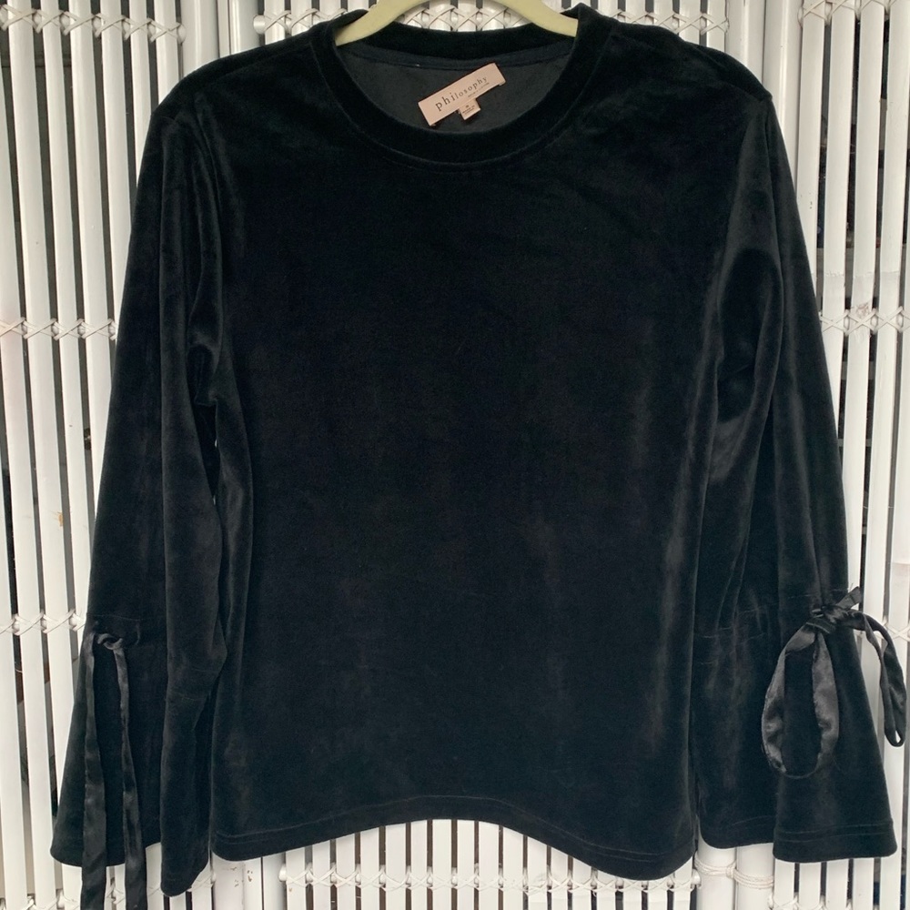 Philosophy Black Velvet Bell Sleeve Top